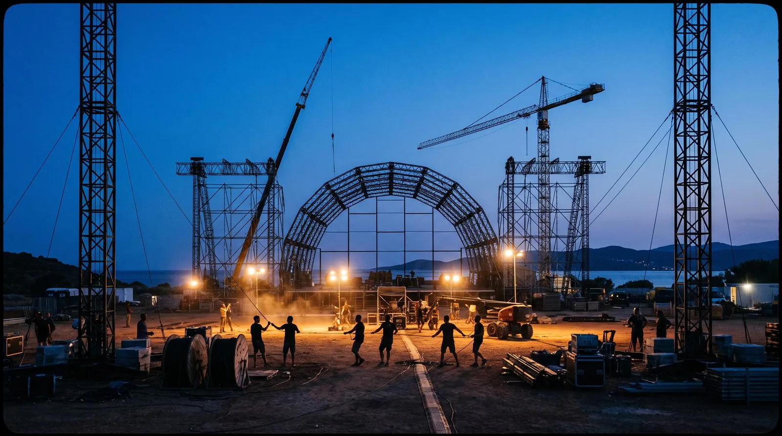 Montaje de estructuras a la hora azul
